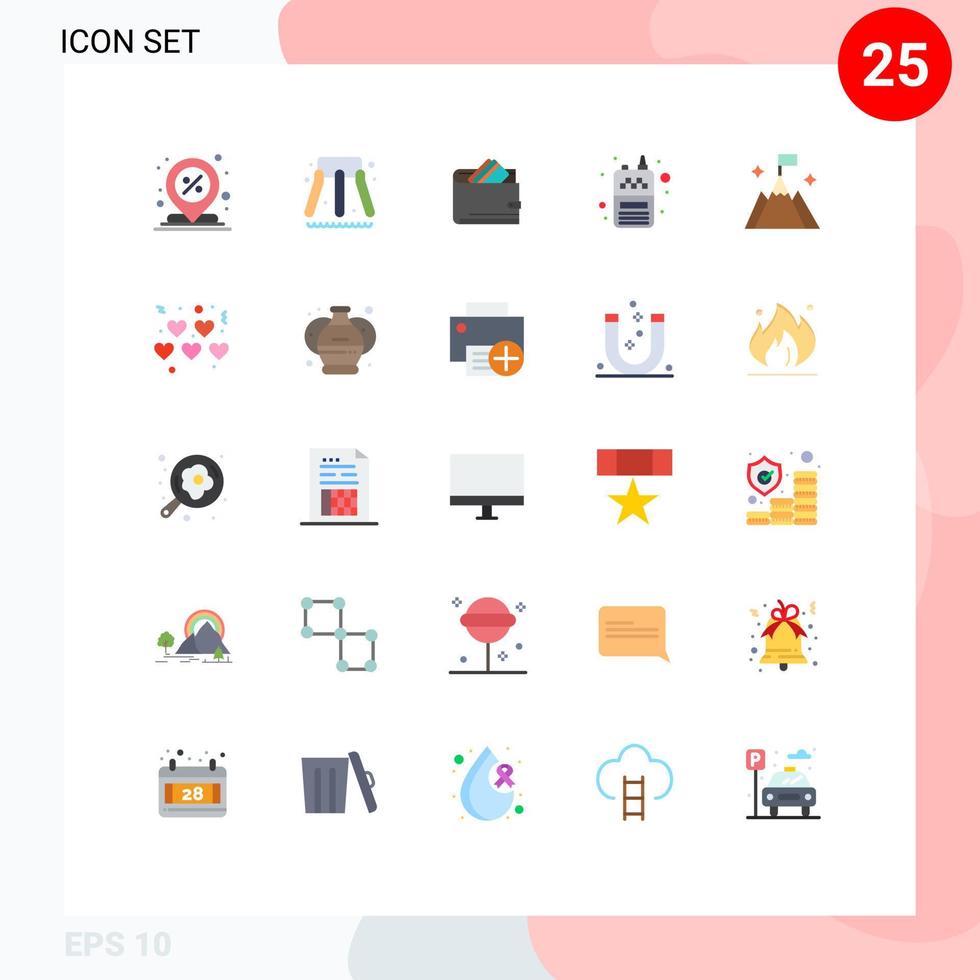 25 icônes créatives signes et symboles modernes d'éléments de conception vectoriels modifiables de portefeuille radio sans fil téléphone finance vecteur