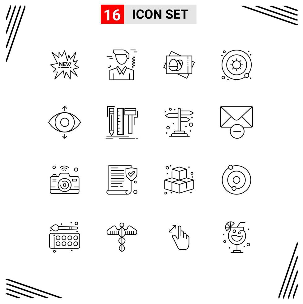 ensemble de 16 symboles d'icônes d'interface utilisateur modernes signes pour la vue oeil oeuf science germes éléments de conception vectoriels modifiables vecteur