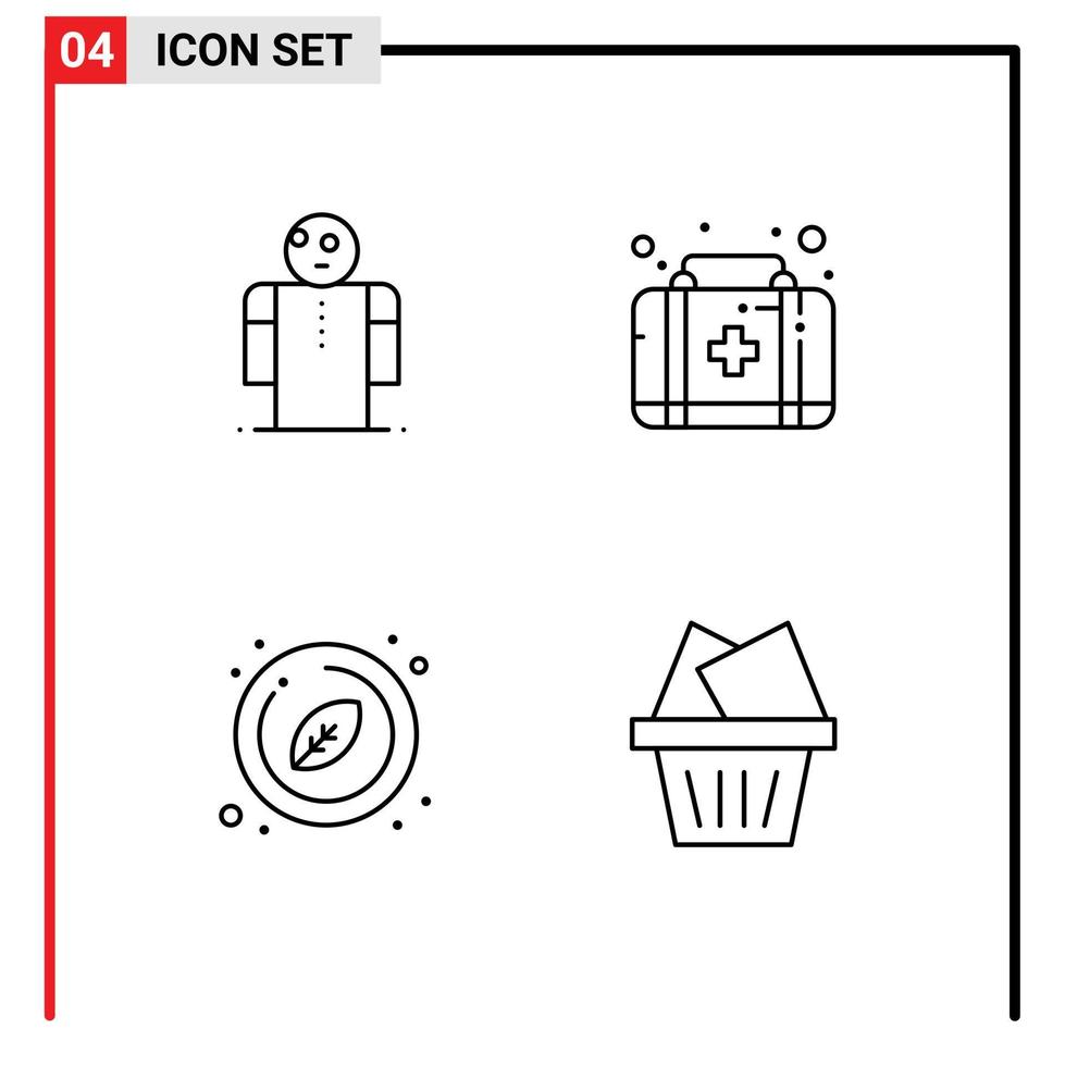 4 icônes créatives signes et symboles modernes d'armes personne physique boîte panier éléments de conception vectoriels modifiables vecteur