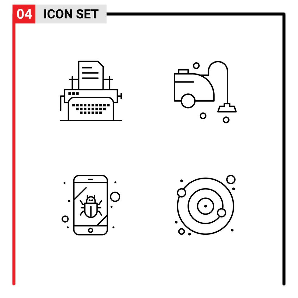 ensemble de 4 pack de couleurs plates remplies commerciales pour imprimante mobile nettoyage espion éléments de conception vectoriels modifiables vecteur