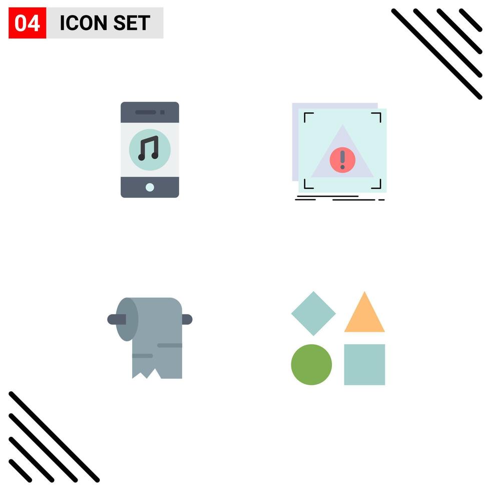 pack de 4 signes et symboles d'icônes plates modernes pour les supports d'impression Web tels que les éléments de conception vectoriels modifiables sur papier d'application de lecteur d'alerte de communication vecteur