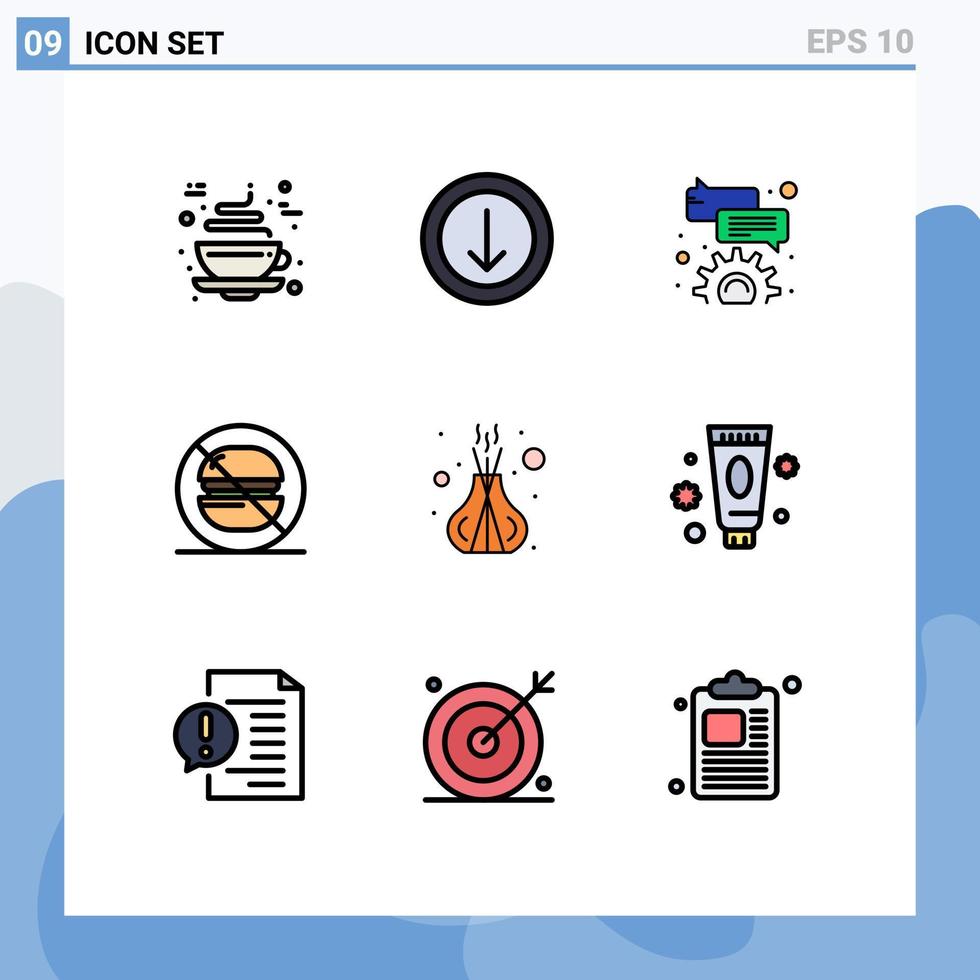 ensemble de 9 symboles d'icônes d'interface utilisateur modernes signes pour bâtons se détendre commentaire étiquette d'encens éléments de conception vectoriels modifiables vecteur