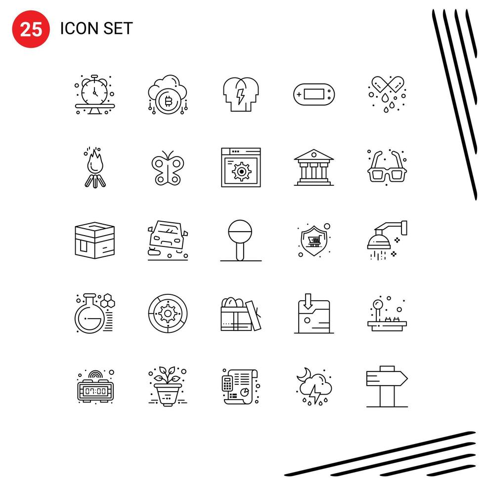25 signes de ligne universels symboles de jeux de devises capsule playstation esprit éléments de conception vectoriels modifiables vecteur