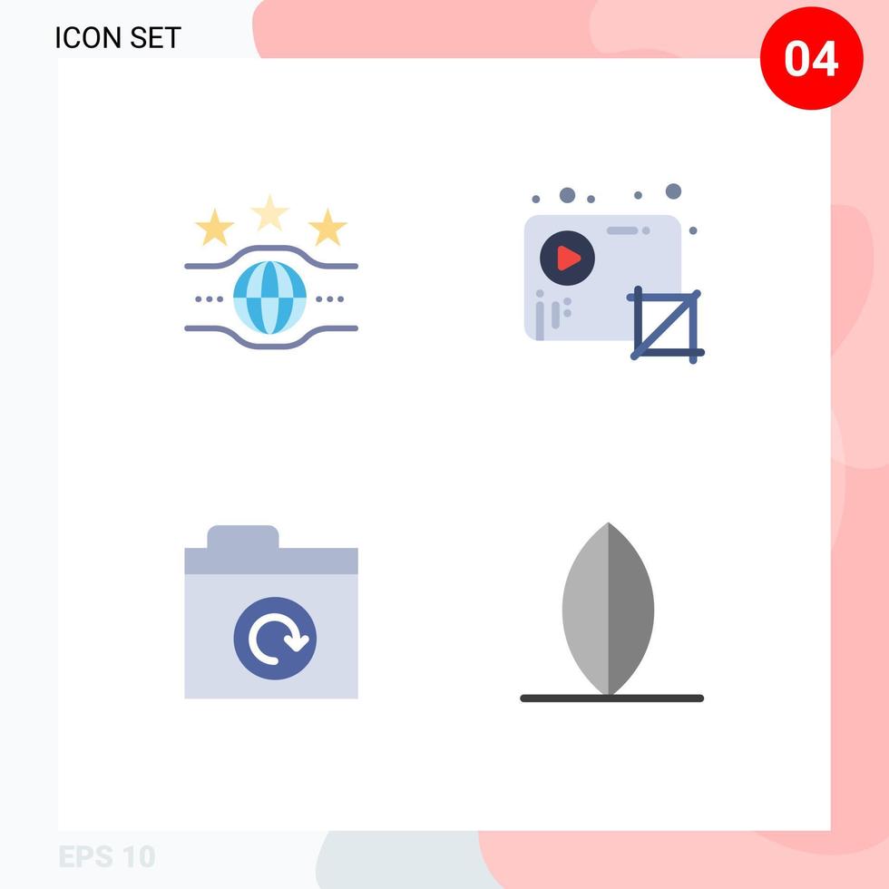 4 concept d'icône plate pour les sites Web mobiles et les applications dossier de ceinture médias sportifs restaurer des éléments de conception vectoriels modifiables vecteur
