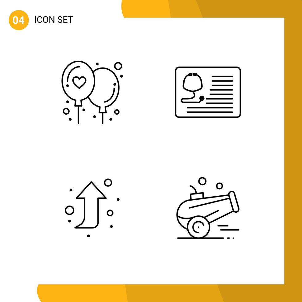 pack d'icônes vectorielles stock de 4 signes et symboles de ligne pour l'affection vers l'avant stéthoscope santé canon éléments de conception vectoriels modifiables vecteur