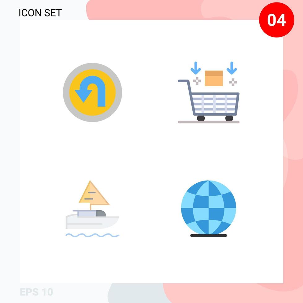pack de 4 icônes plates créatives d'éléments de conception vectoriels éditables indiens de chemin de bateau de flèche vecteur