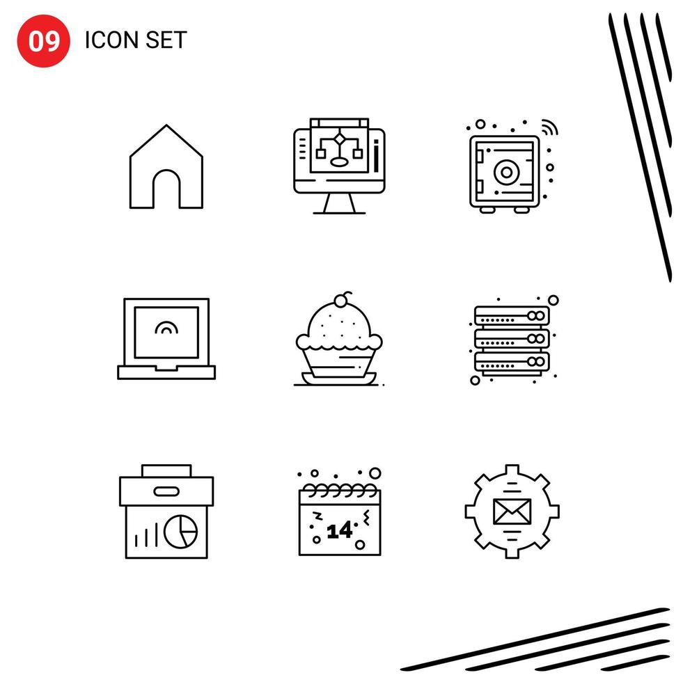 ensemble de 9 symboles universels d'outils commerciaux muffins de thanksgiving dessert touch éléments de conception vectoriels modifiables vecteur