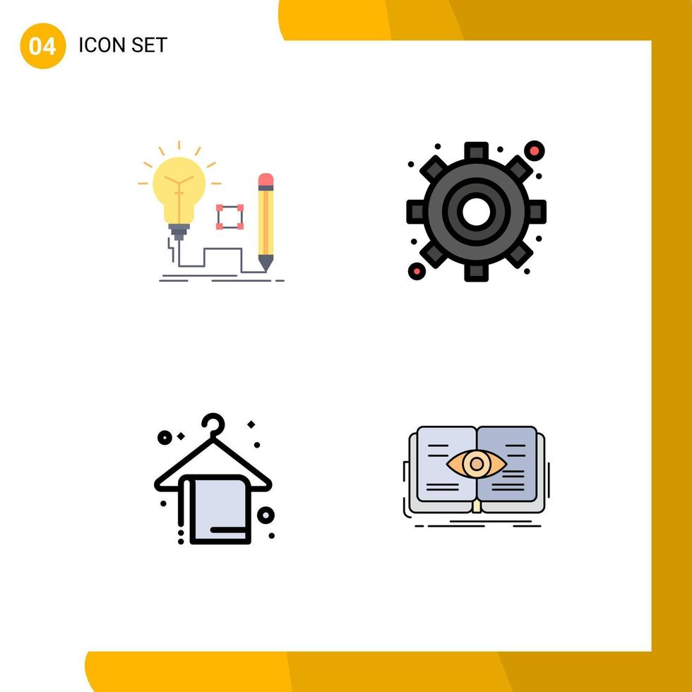 4 couleurs plates vectorielles thématiques remplies et symboles modifiables de l'idée serviette de plage lampe engrenage été éléments de conception vectoriels modifiables vecteur