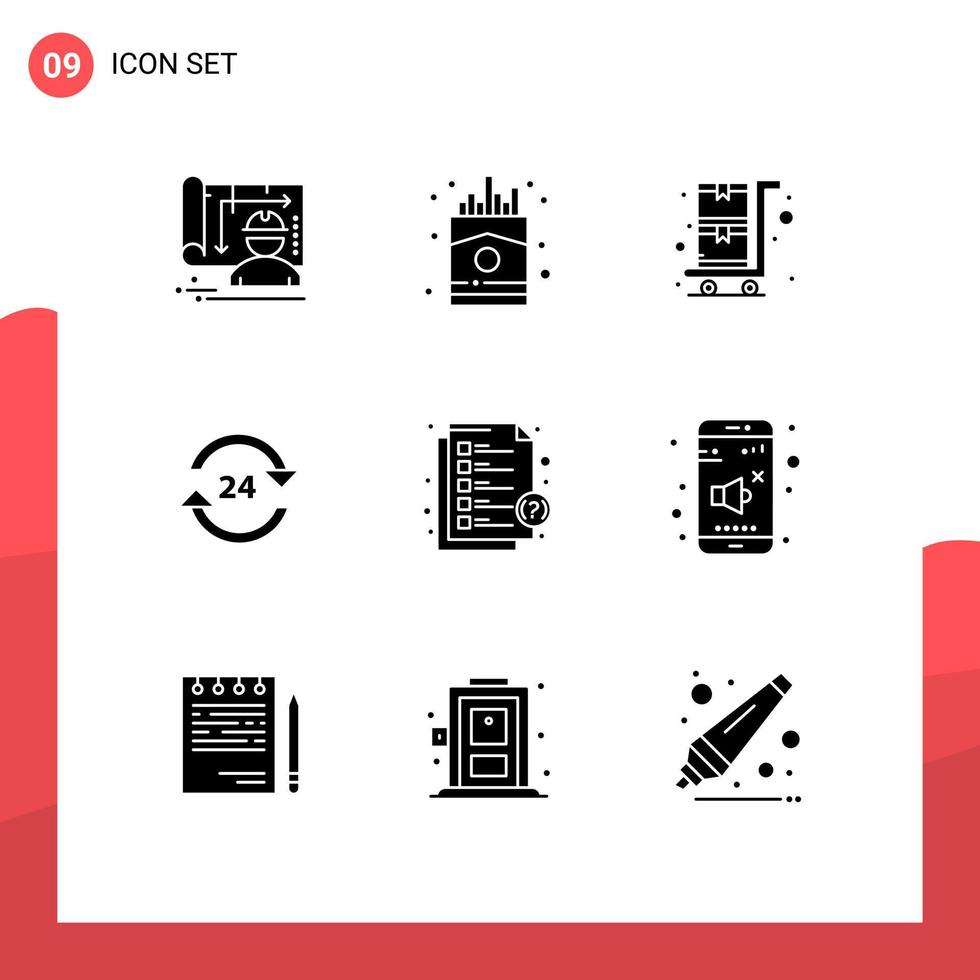 9 icônes créatives signes et symboles modernes du service d'écouteurs achats 24 heures sur 24 éléments de conception vectoriels modifiables de l'hôtel vecteur