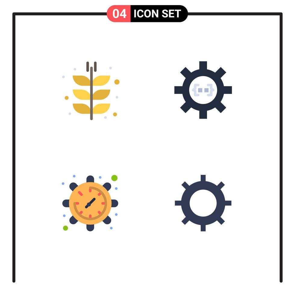 4 concept d'icône plate pour les sites Web mobiles et les applications processus agricole réglage du rouage de récolte éléments de conception vectoriels modifiables vecteur