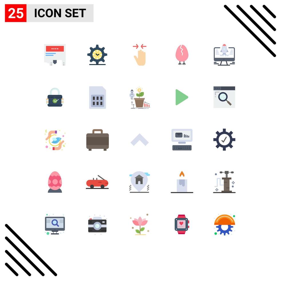 ensemble de 25 symboles d'icônes d'interface utilisateur modernes signes pour joyeuses pâques regarder poulet flèche éléments de conception vectoriels modifiables vecteur