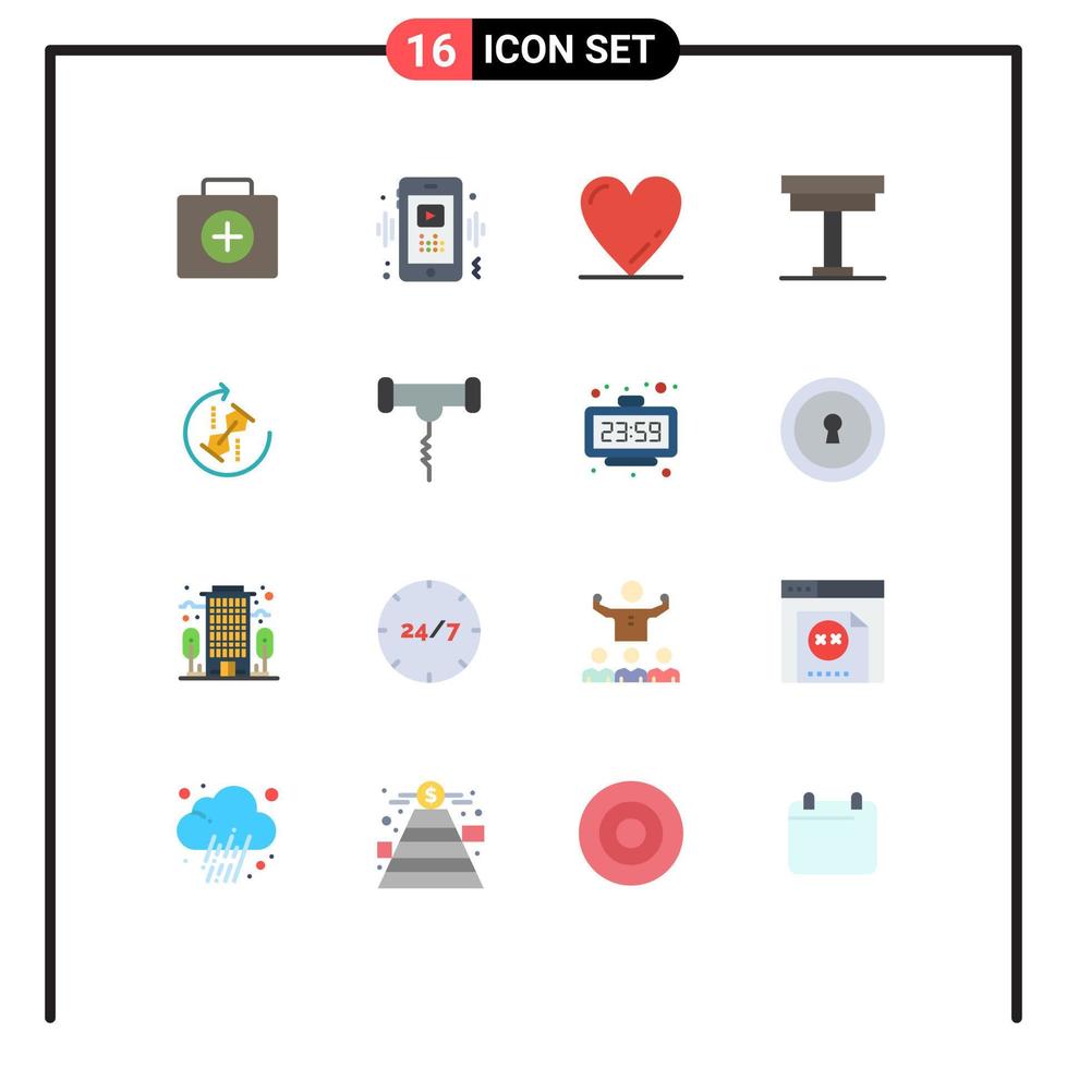 groupe de 16 signes et symboles de couleurs plates pour puzzle chaise de meuble mobile intérieur pack modifiable d'éléments de conception de vecteur créatif