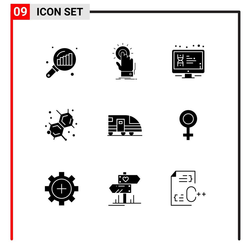9 icônes créatives signes et symboles modernes de l'éducation de la station commencer les éléments de conception vectoriels modifiables du moniteur de chimie vecteur