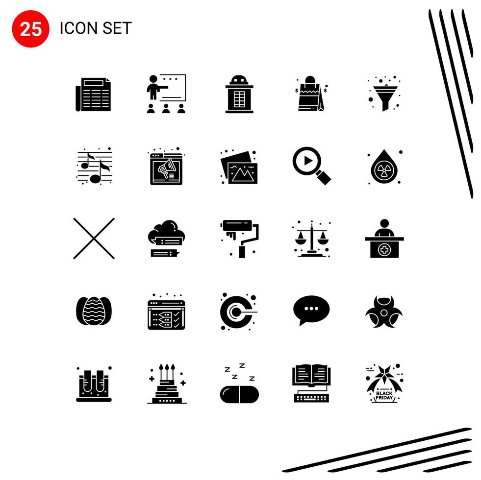 pack d'icônes vectorielles stock de 25 signes et symboles de ligne pour le billet de filtre de tri sac à main américain éléments de conception vectoriels modifiables vecteur