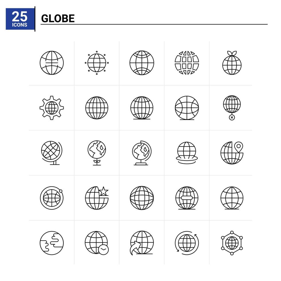 25 globe icon set vector background