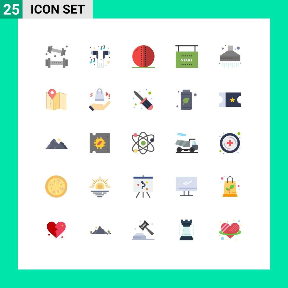 25 pack de couleurs plates de l'interface utilisateur de signes et symboles modernes des courses drapeau smartphone ballon de sport ballon en cuir éléments de conception vectoriels modifiables vecteur