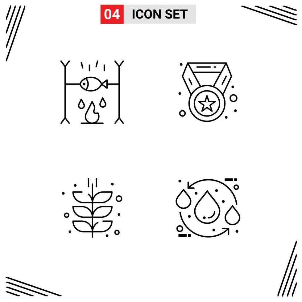 symboles d'icônes universels groupe de 4 couleurs plates de ligne de remplissage modernes du dîner ferme vacances champion récolte éléments de conception vectoriels modifiables vecteur