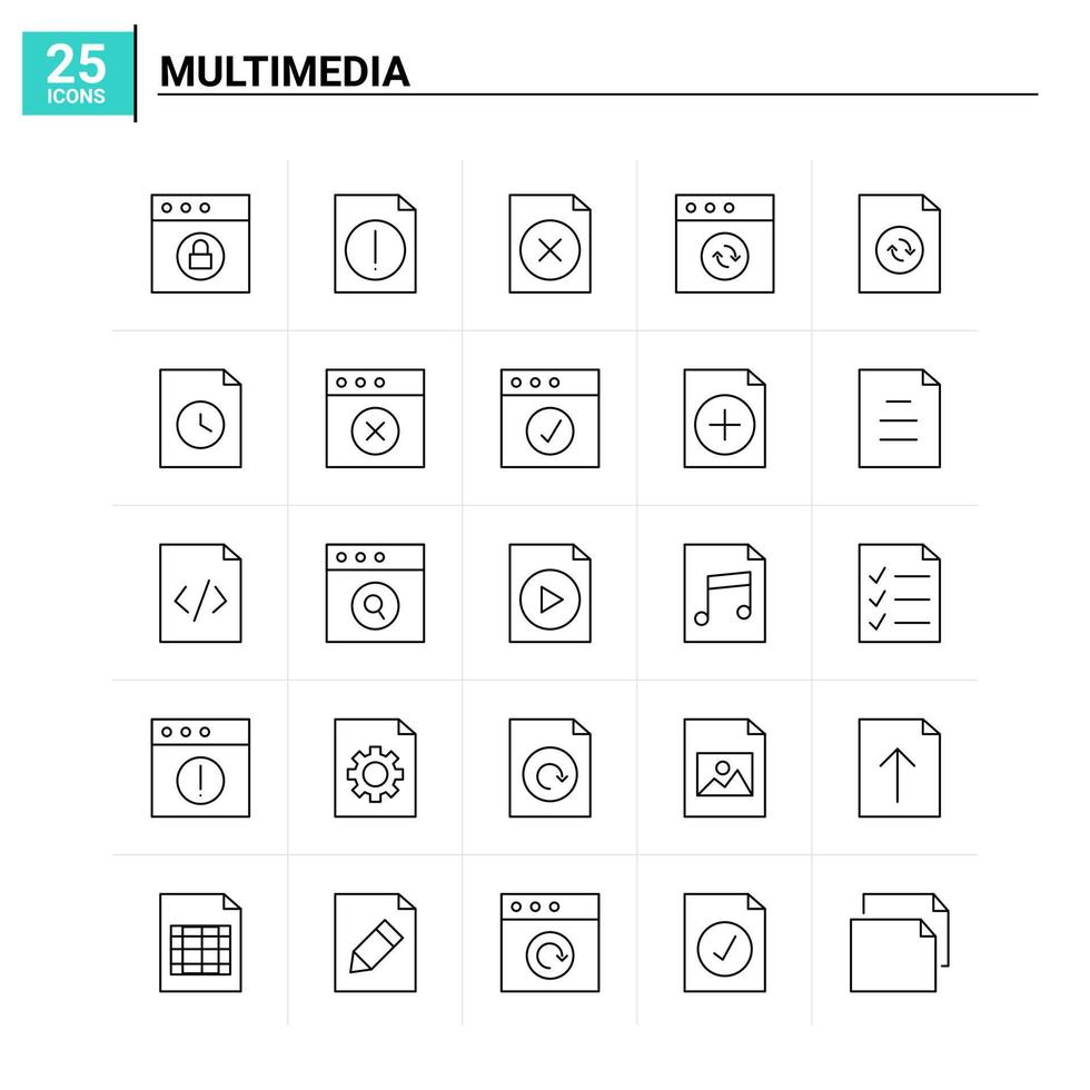 25 fond de vecteur de jeu d'icônes multimédia