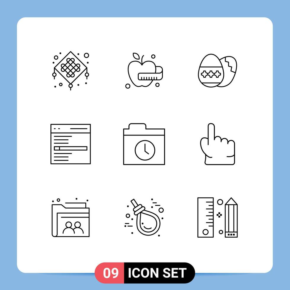pack d'icônes vectorielles stock de 9 signes et symboles de ligne pour l'interface utilisateur de vacances de sauvegarde historique éléments de conception vectoriels modifiables vecteur