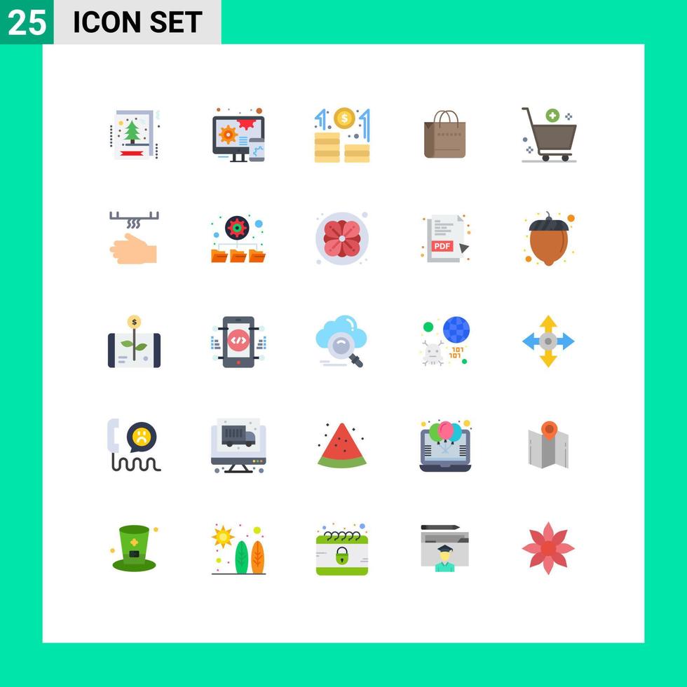 25 icônes créatives signes et symboles modernes de chariot ajouter des éléments de conception vectoriels modifiables de sac à main de magasin de carrière vecteur
