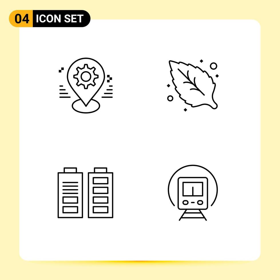 concept de 4 lignes pour les sites Web mobiles et les applications engrenage batterie broche vert éléments de conception vectoriels entièrement modifiables vecteur