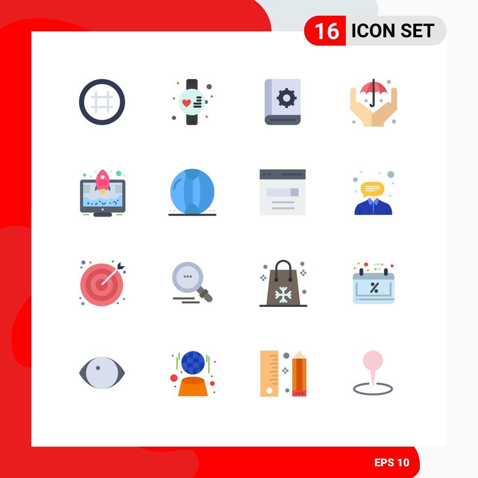 groupe de 16 signes et symboles de couleurs plates pour la communication des entrepreneurs en démarrage pack modifiable d'éléments de conception de vecteur créatif