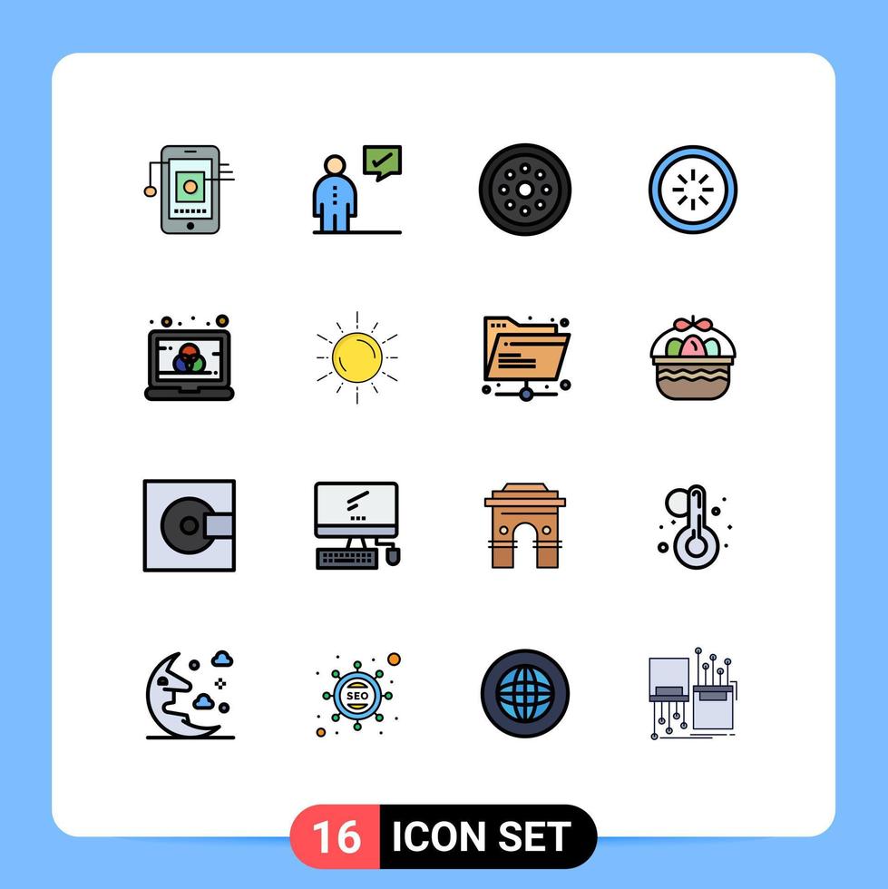 ensemble de 16 symboles d'icônes d'interface utilisateur modernes signes pour l'interface communication gestion tampon sécurité éléments de conception vectoriels créatifs modifiables vecteur