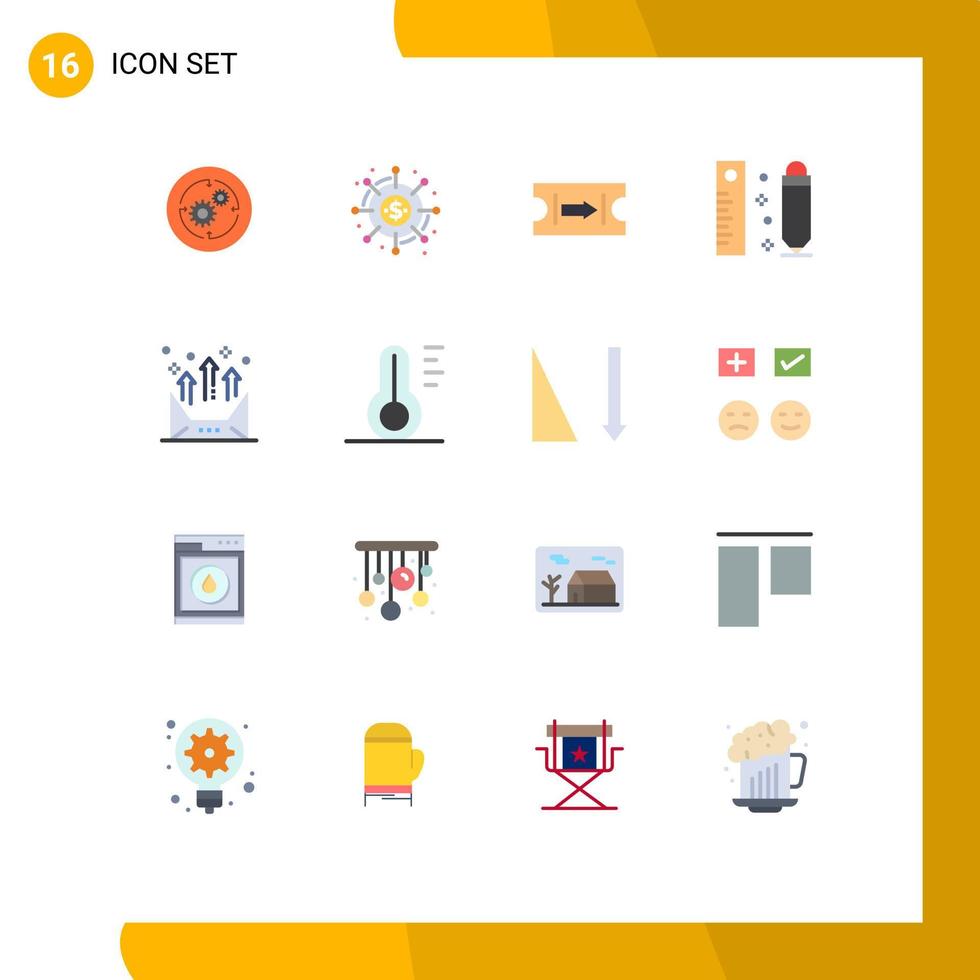 16 icônes créatives signes et symboles modernes de don de crayon d'adresse mesurant le voyage pack modifiable d'éléments de conception de vecteur créatif