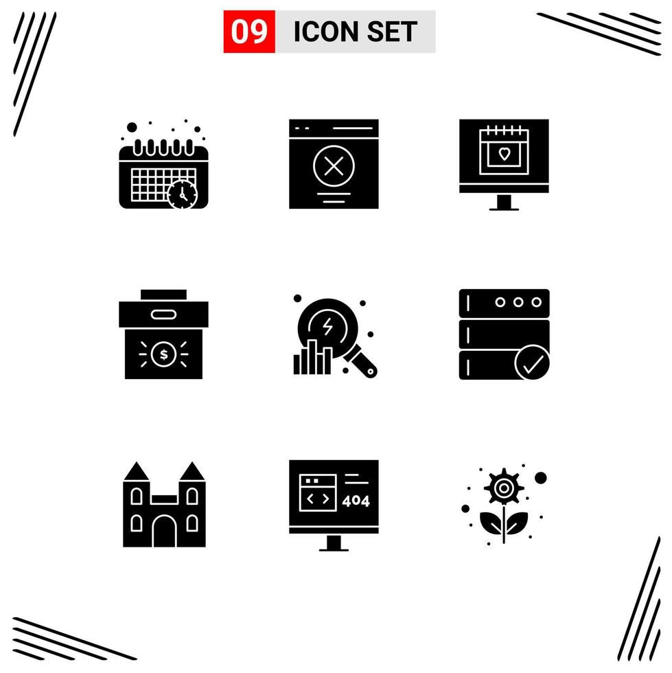 ensemble de 9 symboles d'icônes d'interface utilisateur modernes signes pour l'analyse calendrier économique sac d'entreprise éléments de conception vectoriels modifiables vecteur