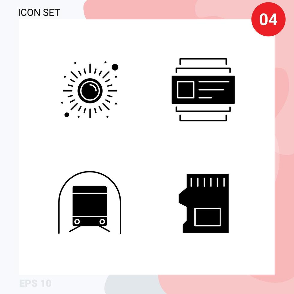 4 icônes créatives signes et symboles modernes de remise en forme métro soleil id transport éléments de conception vectoriels modifiables vecteur