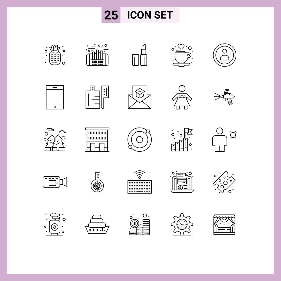 ensemble moderne de 25 lignes et symboles tels que l'ipad utilisateur maquillage navigation thé éléments de conception vectoriels modifiables vecteur
