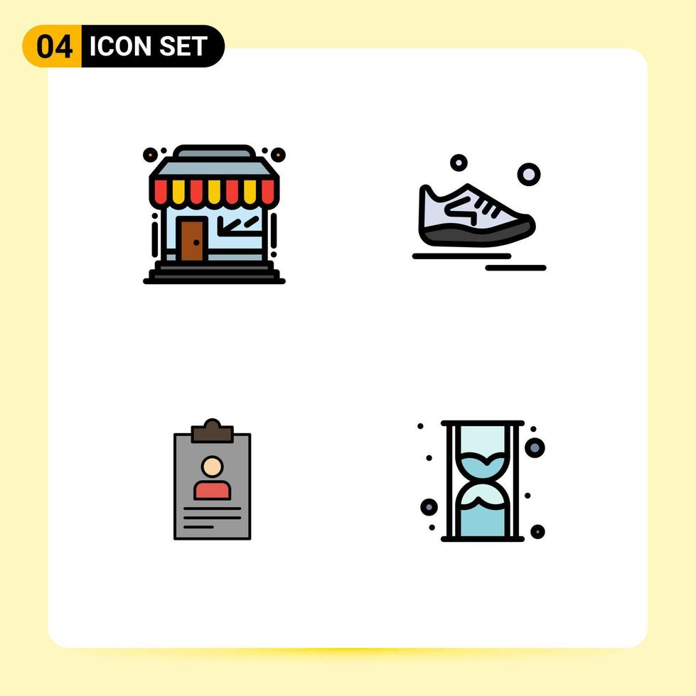 4 interface utilisateur filledline pack de couleurs plates de signes et symboles modernes du marché CV magasin exercice presse-papiers éléments de conception vectoriels modifiables vecteur