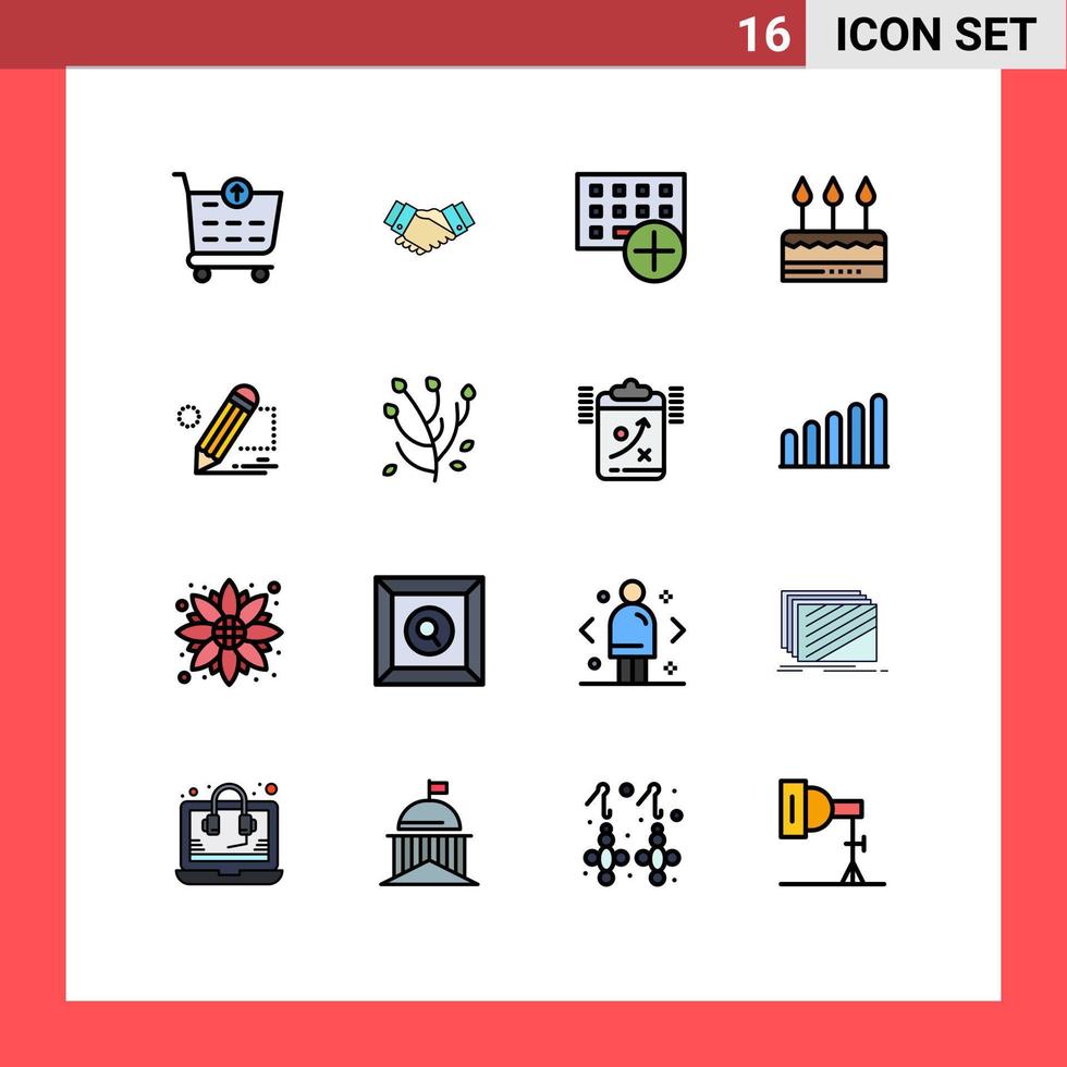 16 icônes créatives signes et symboles modernes de l'événement de fête ajouter du matériel de célébration éléments de conception vectoriels créatifs modifiables vecteur