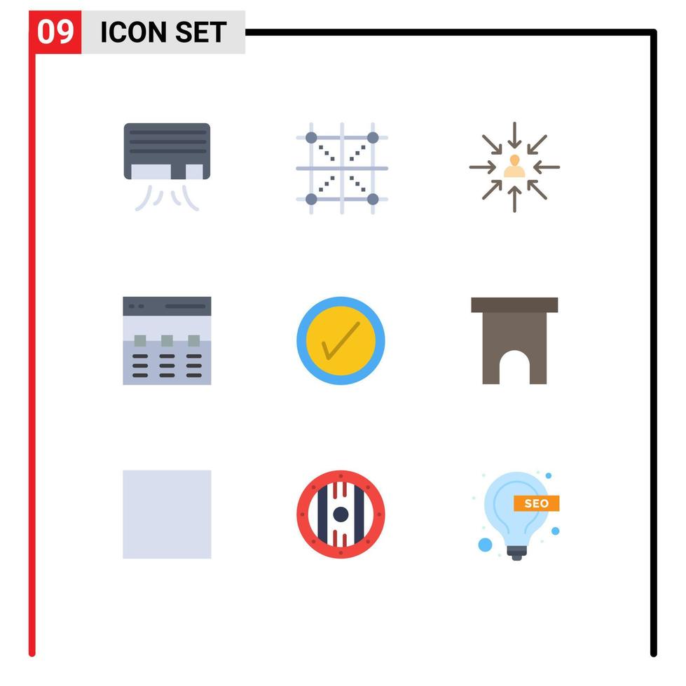 ensemble moderne de 9 couleurs et symboles plats tels que la sélection d'en-tête de candidat de héros d'interface éléments de conception vectoriels modifiables vecteur