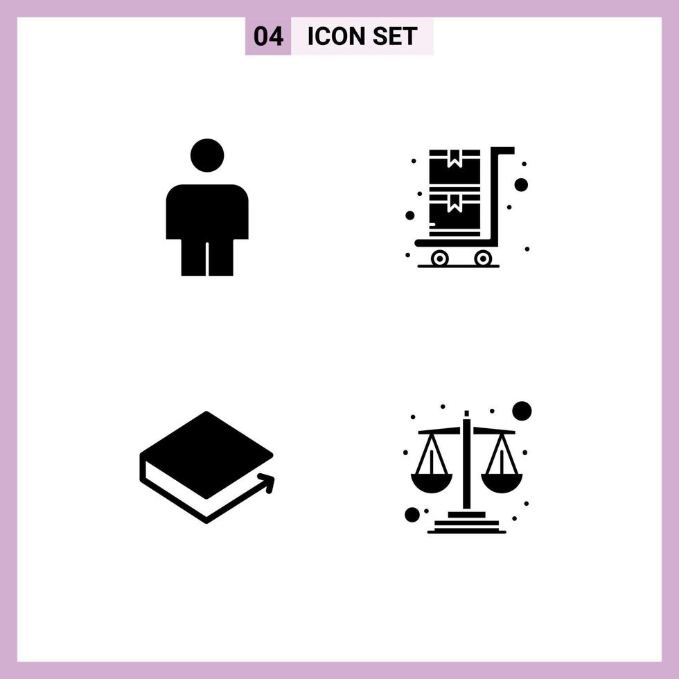 ensemble de 4 symboles d'icônes d'interface utilisateur modernes signes pour l'équilibre corporel panier crypto prêt hypothécaire éléments de conception vectoriels modifiables vecteur