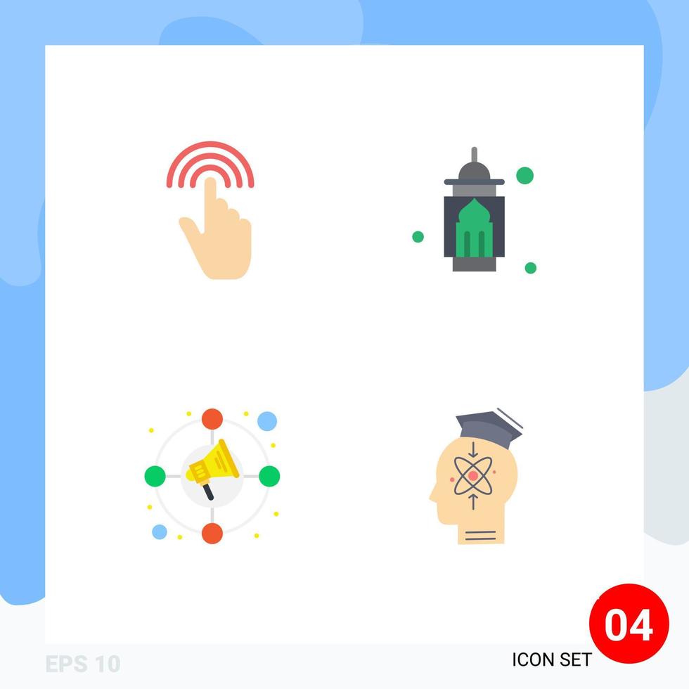 4 icônes plates vectorielles thématiques et symboles modifiables de l'interface de prière des doigts masjid augmentent les éléments de conception vectoriels modifiables vecteur
