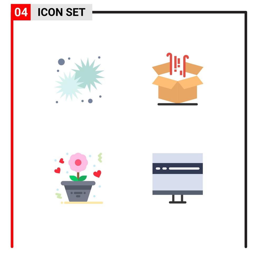 interface mobile icône plate ensemble de 4 pictogrammes d'éléments de conception vectoriels modifiables d'amour d'affaires de jour de commercialisation du soleil vecteur