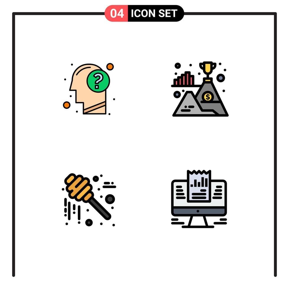 pack d'icônes vectorielles stock de 4 signes et symboles de ligne pour la réponse miel humain montagne bonbons éléments de conception vectoriels modifiables vecteur