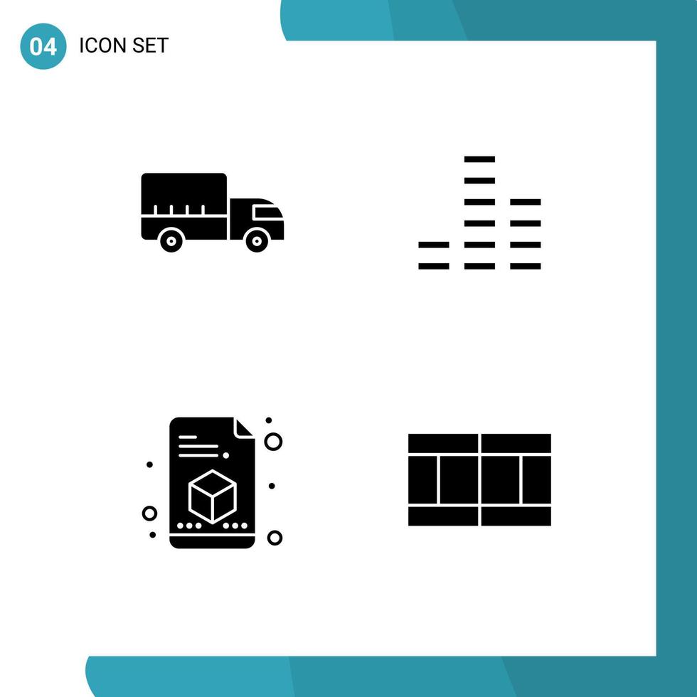 ensemble moderne de 4 glyphes et symboles solides tels que la page de livraison camion multimédia sport éléments de conception vectoriels modifiables vecteur