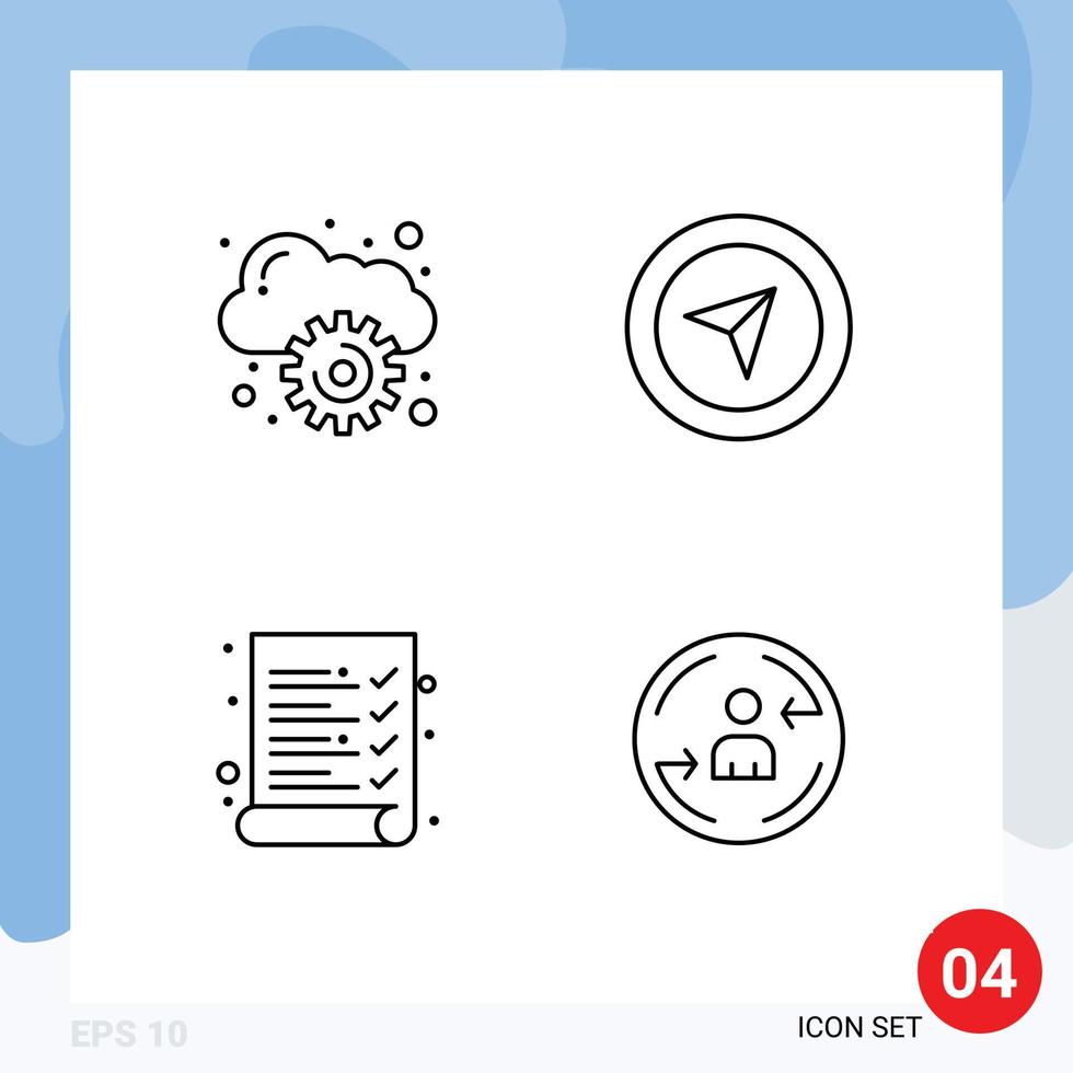 4 icônes créatives signes et symboles modernes de cloud peturning curseur audit éléments de conception vectoriels modifiables numériques vecteur