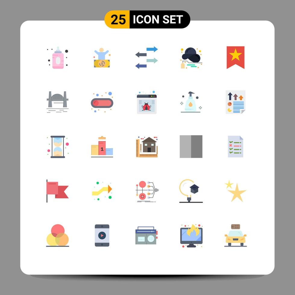 pack de 25 signes et symboles de couleurs plates modernes pour les supports d'impression Web tels que les éléments de conception vectoriels modifiables de remise de vente d'exportation d'été préférée vecteur