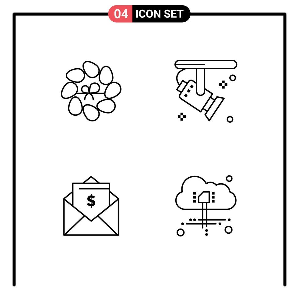 4 pack de ligne d'interface utilisateur de signes et symboles modernes de décoration argent usine courrier léger éléments de conception vectoriels modifiables vecteur