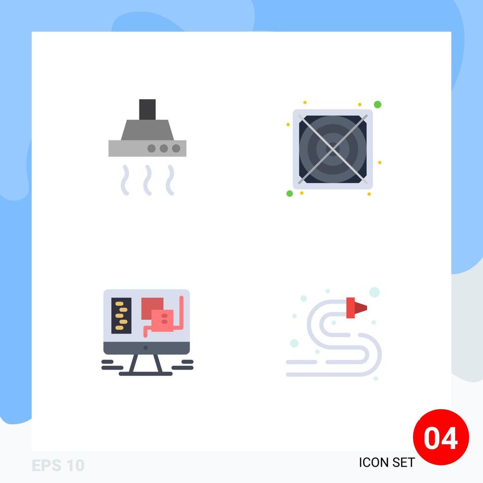 4 concept d'icône plate pour sites Web mobiles et applications fenêtre de boisson approvisionnement de cuisine tuyau d'incendie éléments de conception vectoriels modifiables vecteur