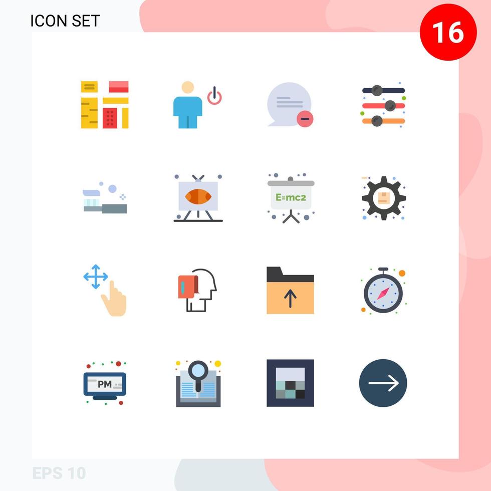 16 interface utilisateur pack de couleurs plates de signes et symboles modernes de bascule éteindre l'élément de conception humaine pack moins modifiable d'éléments de conception de vecteur créatif