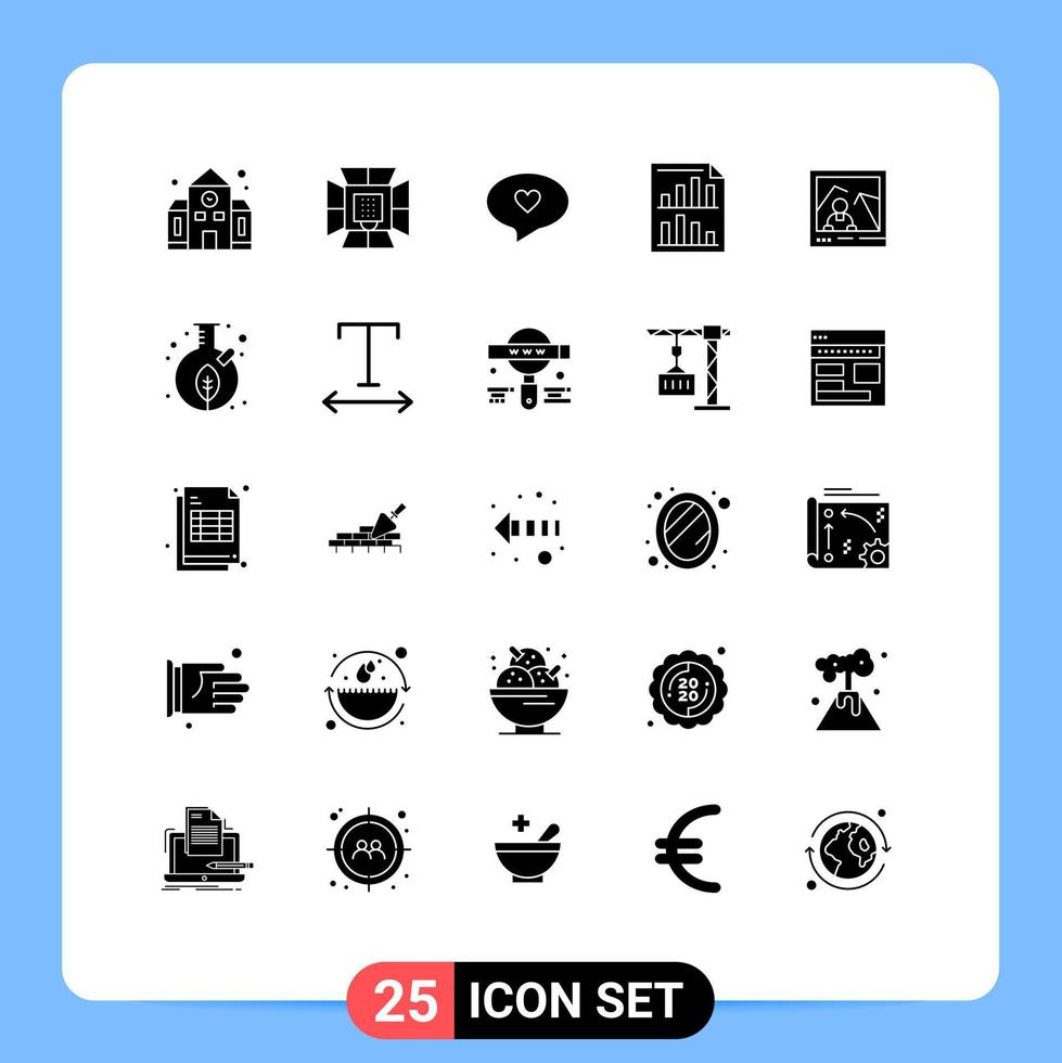 interface mobile ensemble de glyphes solides de 25 pictogrammes de barres de page softbox papier image éléments de conception vectoriels modifiables vecteur