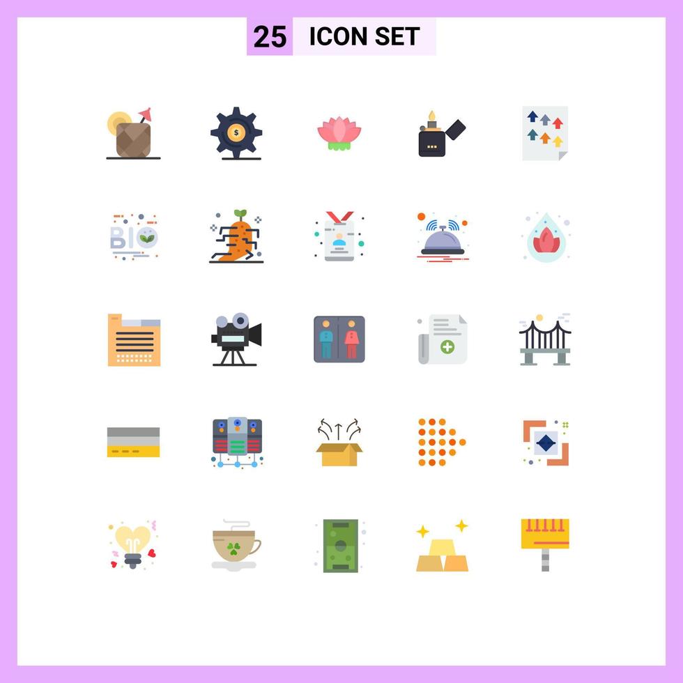 pack d'icônes vectorielles stock de 25 signes et symboles de ligne pour les éléments de conception vectoriels modifiables de briquet zippo fleur de données de page vecteur