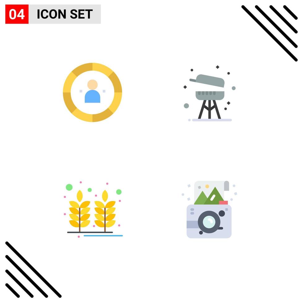 pack de 4 icônes plates créatives de la gestion de la ferme graphique cuisson inde éléments de conception vectoriels modifiables vecteur