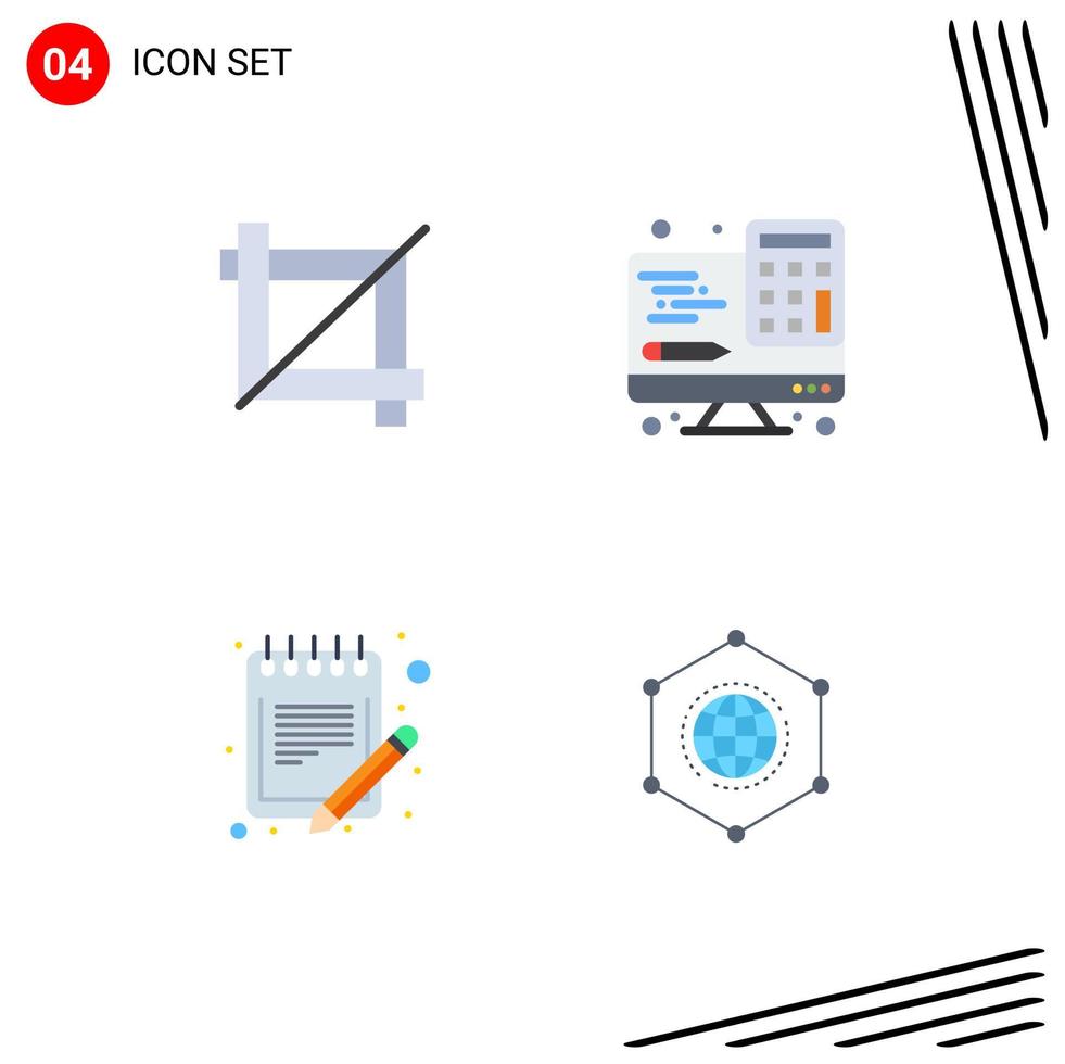 4 icônes plates vectorielles thématiques et symboles modifiables des éléments de conception vectoriels modifiables de la feuille de technologie de calculatrice de papier de culture vecteur