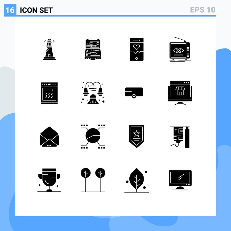 pack d'icônes vectorielles stock de 16 signes et symboles de ligne pour les éléments de conception vectoriels modifiables de publicité de réparation de diffusion télévisée vecteur