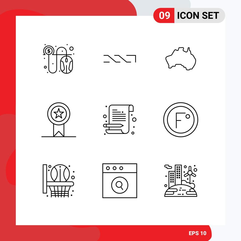 pack d'interface utilisateur de 9 contours de base d'éléments de conception vectoriels modifiables de voyage d'insignes australiens de ruban de lettre vecteur